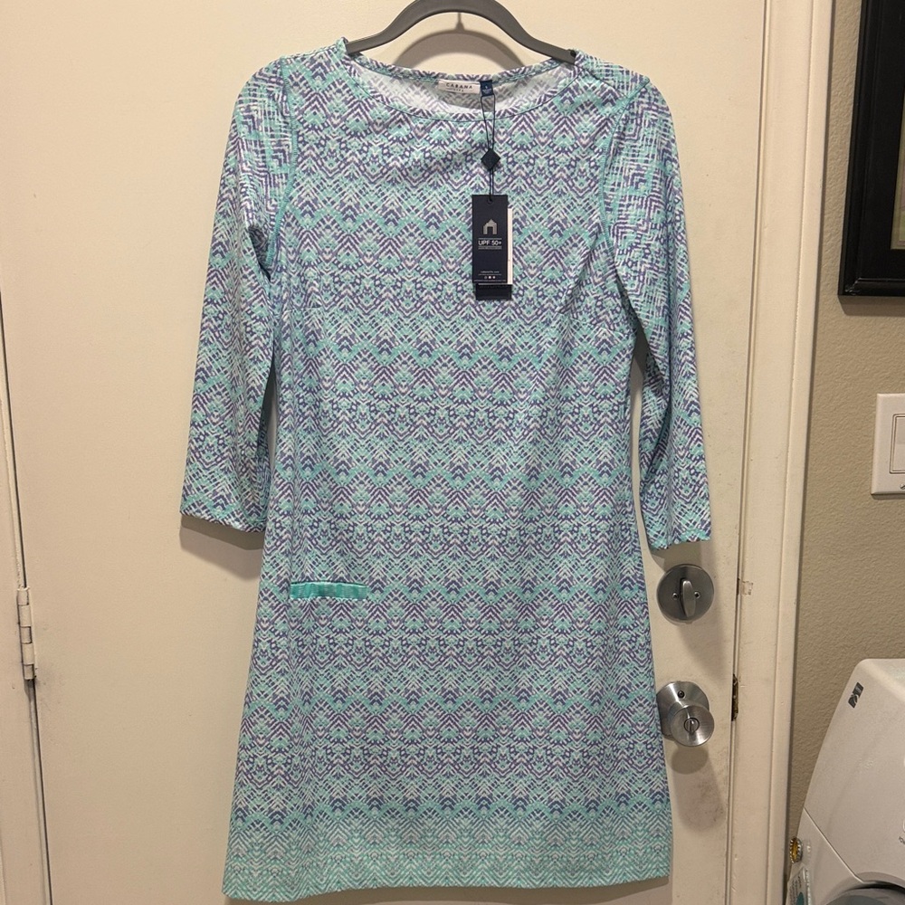 Cabana Life Aqua and Lavender Long Sleeve Dress